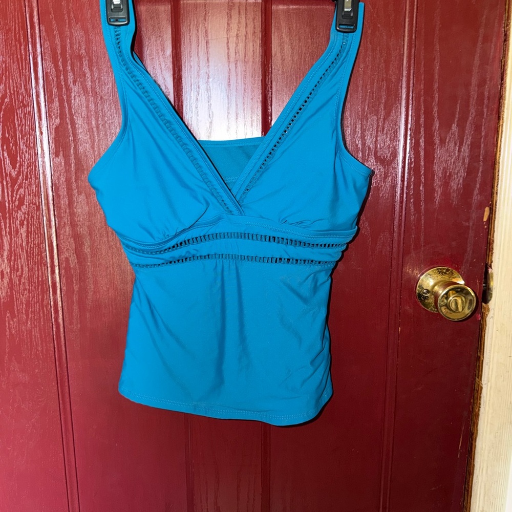 Blue V-Neck Women's Baithing Suit Top